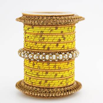 Traditional Thread Bangle Set With Pearl Centre Kada 1
