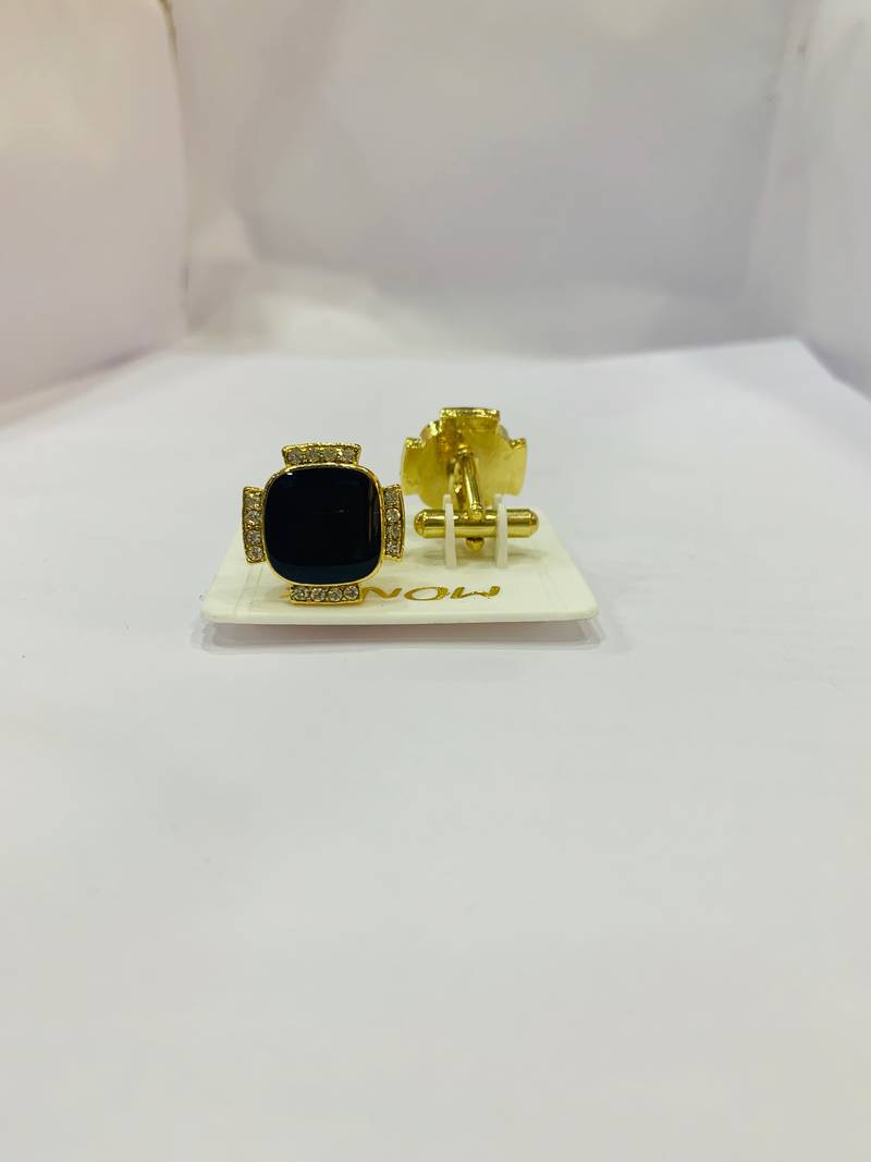 Cufflinks Black color and matching tie pin for men