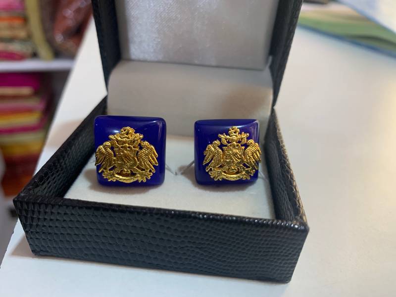 Cufflinks Blue color and matching tie pin for men