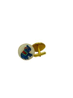 Cufflinks Blue color elephant pattern  and matching tie pin for men 1