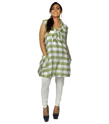 Green woven cotton ethnic-kurtis 1