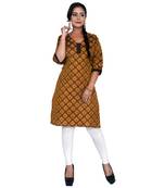 Mustard woven cotton ethnic-kurtis