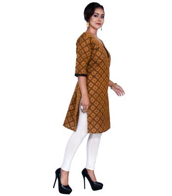 Mustard woven cotton ethnic-kurtis 3