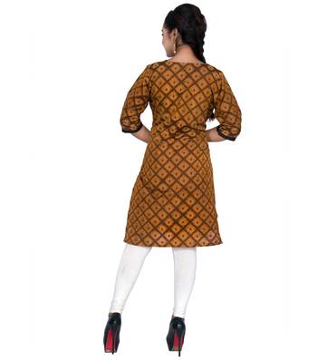 Mustard woven cotton ethnic-kurtis 4