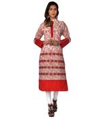 White woven chanderi ethnic-kurtis