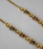 Golden Earring Chain to Support Heavy Earrings in Beads & American Diamond
