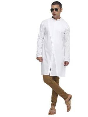 White Plain Cotton Men Kurtas 1