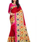 Maroon printed bhagalpuri saree with blouse