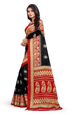 Black printed bhagalpuri saree with blouse 3