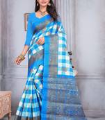 Light blue printed bhagalpuri saree with blouse