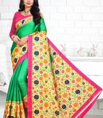 Green printed bhagalpuri saree with blouse