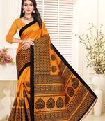 Mustard printed bhagalpuri saree with blouse