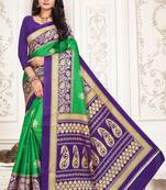 Light green printed bhagalpuri saree with blouse