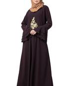 A-Line Purple Nida Abaya With Bell Sleeves