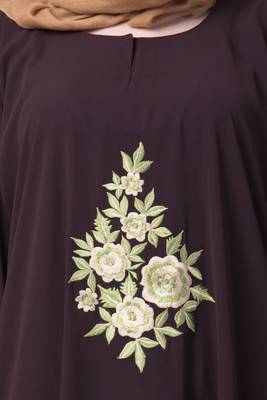 A-Line Purple Nida Abaya With Bell Sleeves 4