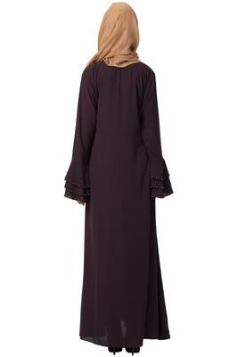 A-Line Purple Nida Abaya With Bell Sleeves 5