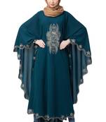 Designer Embroidered Kaftan Abaya- Teal Green