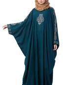 Embroidered Designer Kaftan- Teal Green