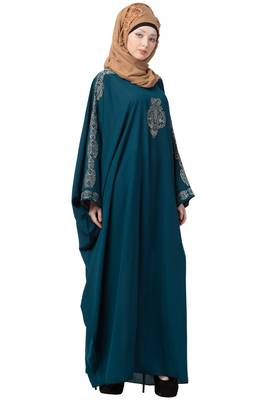 Embroidered Designer Kaftan- Teal Green 2