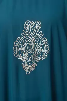 Embroidered Designer Kaftan- Teal Green