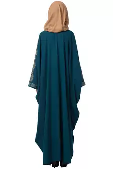 Embroidered Designer Kaftan- Teal Green