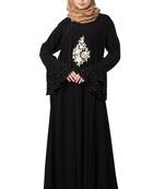 A-Line Nida Abaya With Bell Sleeve - Black