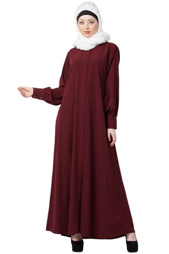 Front Open Cardigan Abaya- Maroon Color