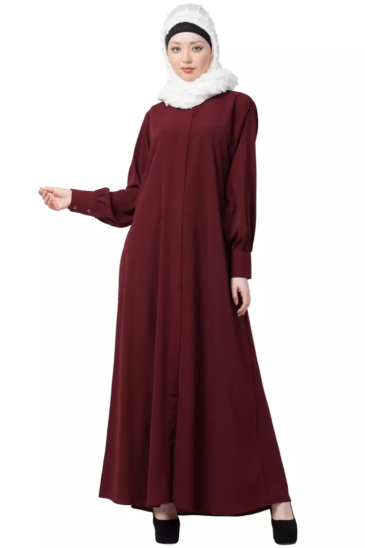 Front Open Cardigan Abaya- Maroon Color