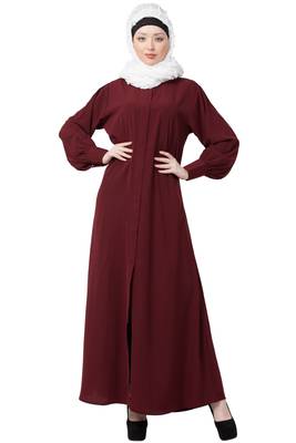 Front Open Cardigan Abaya- Maroon Color 2