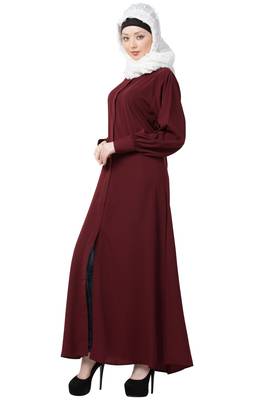 Front Open Cardigan Abaya- Maroon Color 3