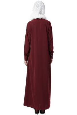 Front Open Cardigan Abaya- Maroon Color 5