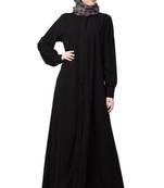 Front Open Cardigan Abaya- Black