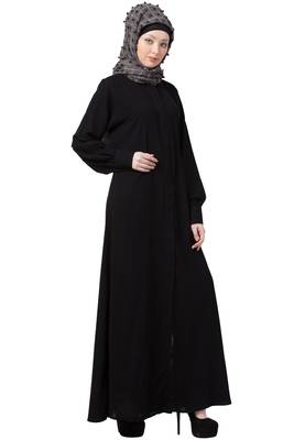 Front Open Cardigan Abaya- Black 2