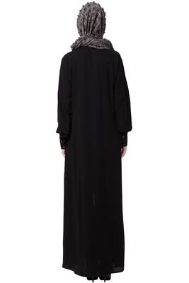 Front Open Cardigan Abaya- Black 4