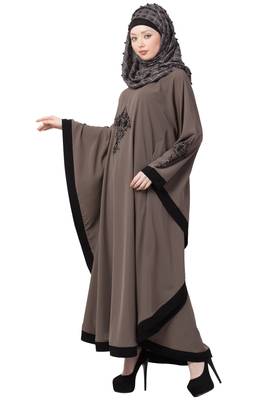 Kaftan Abaya With Black Embroidery Work- Beige 2