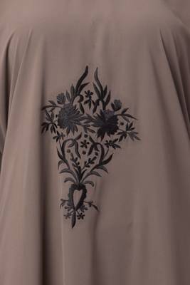 Kaftan Abaya With Black Embroidery Work- Beige 3