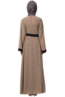 Cardigan Abaya With Belt- Beige Color 4