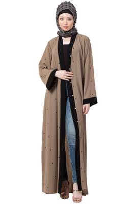 Cardigan Abaya With Belt- Beige Color 5
