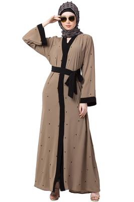 Cardigan Abaya With Belt- Beige Color 6