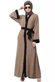 Cardigan Abaya With Belt- Beige Color