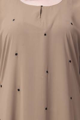 A-Line Abaya With Black Border Sleeves- Beige Color 3