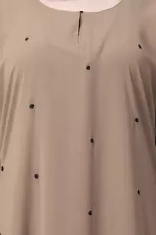 A-Line Abaya With Black Border Sleeves- Beige Color