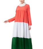 Tricolor Crepe Four Gathered Layer Abaya