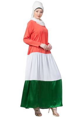 Tricolor Crepe Four Gathered Layer Abaya 2