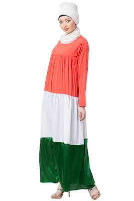 Tricolor Crepe Four Gathered Layer Abaya 3