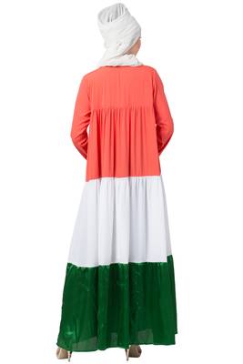 Tricolor Crepe Four Gathered Layer Abaya 4
