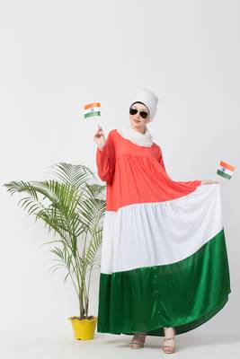 Tricolor Crepe Four Gathered Layer Abaya 5