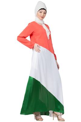 Tricolor Asymmetrical Crepe Abaya 2