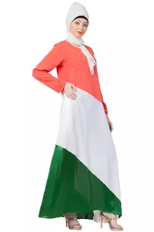 Tricolor Asymmetrical Crepe Abaya