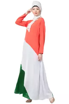 Tricolor Asymmetrical Crepe Abaya